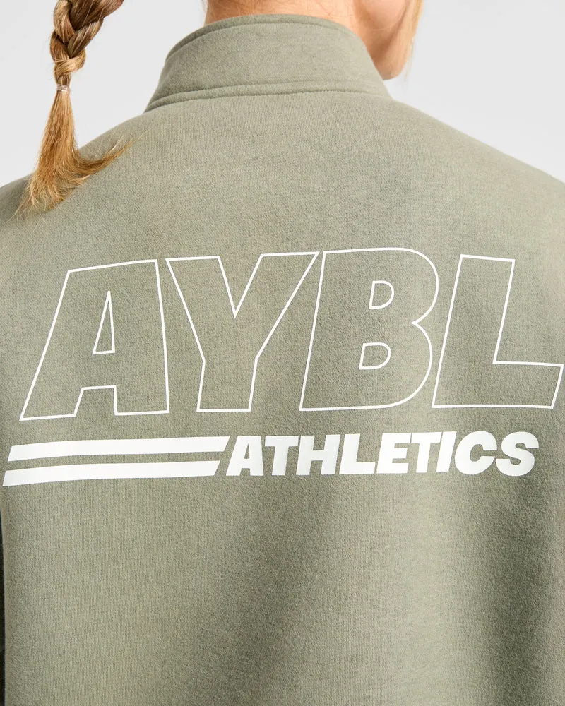 Athletics Track Oversized 1/4 Zip Pullover - Muted Olive