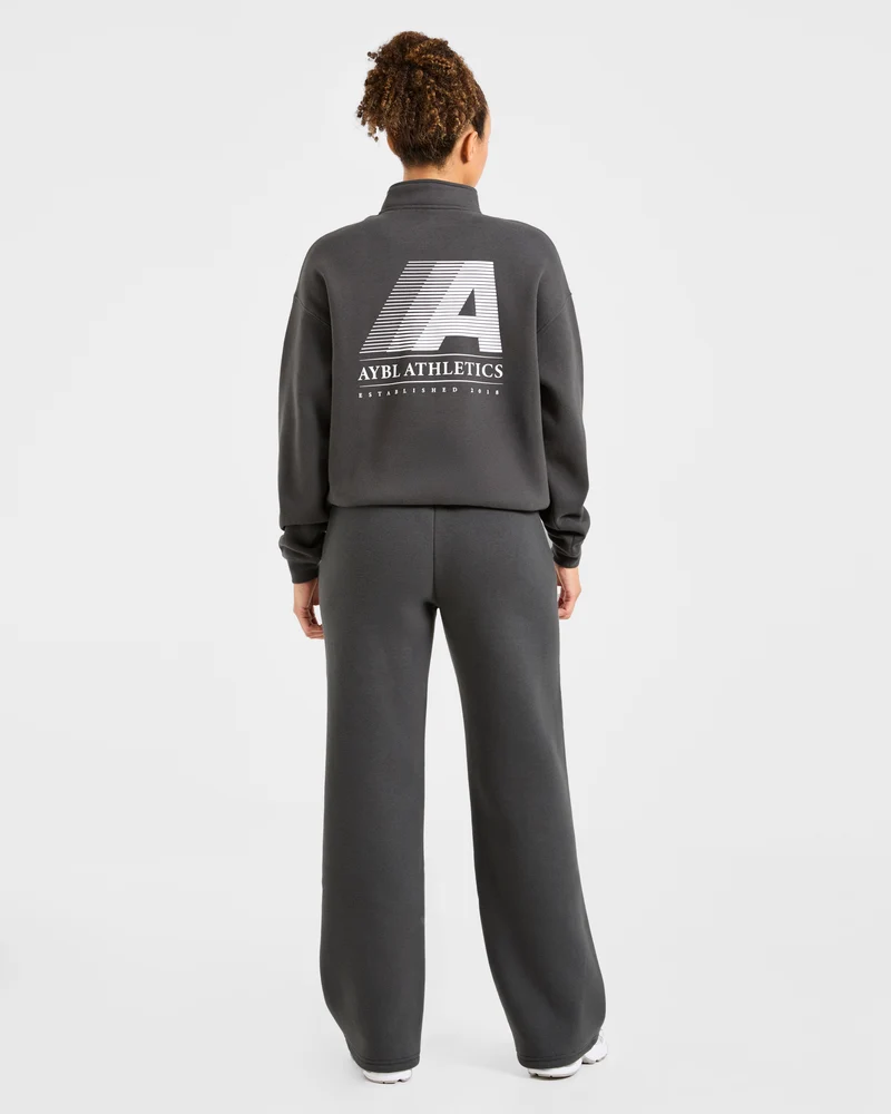 Retro Athletics Oversized 1/4 Zip Pullover - Charcoal