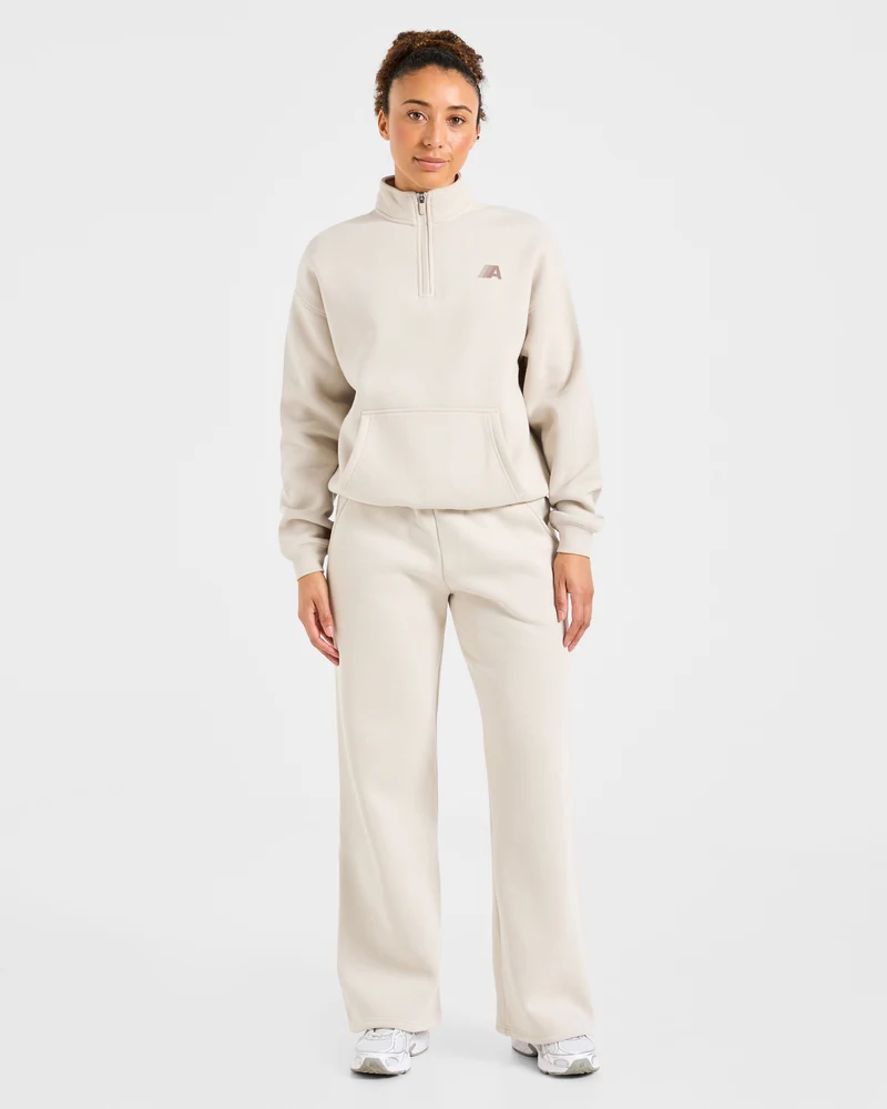 Retro Athletics Oversized 1/4 Zip Pullover - Sand