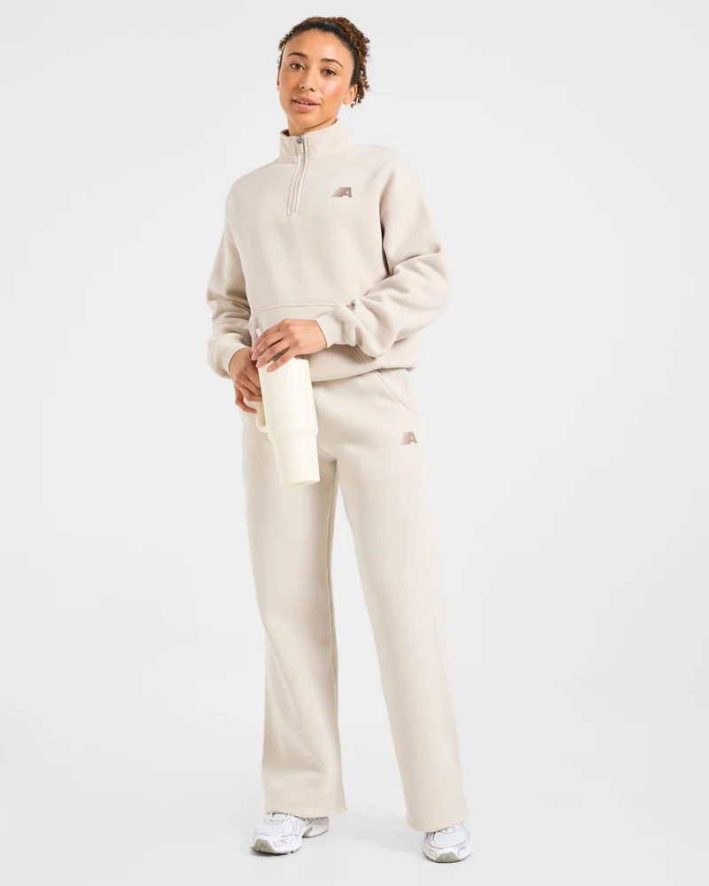 Retro Athletics Oversized 1/4 Zip Pullover - Sand