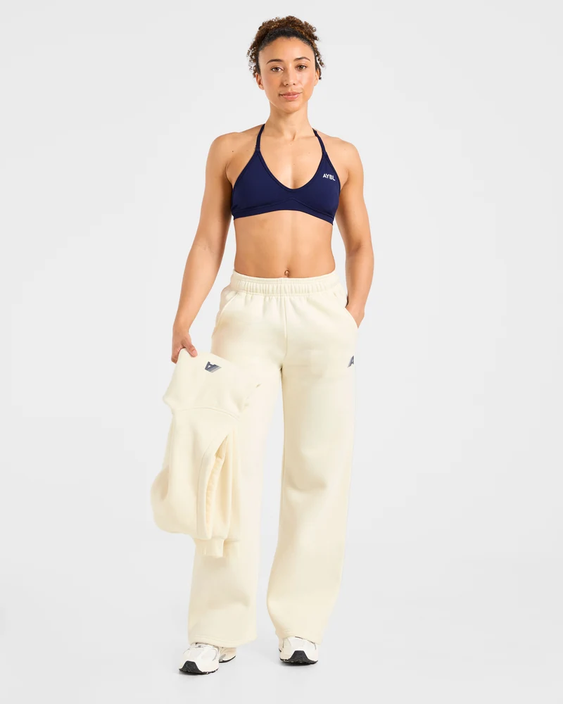Retro Athletics Oversized Straight Leg Joggers - Butter Jaune/Navy