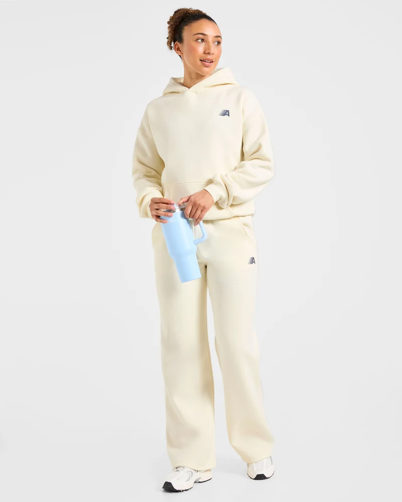 Retro Athletics Oversized Hoodie - Butter Jaune/Navy