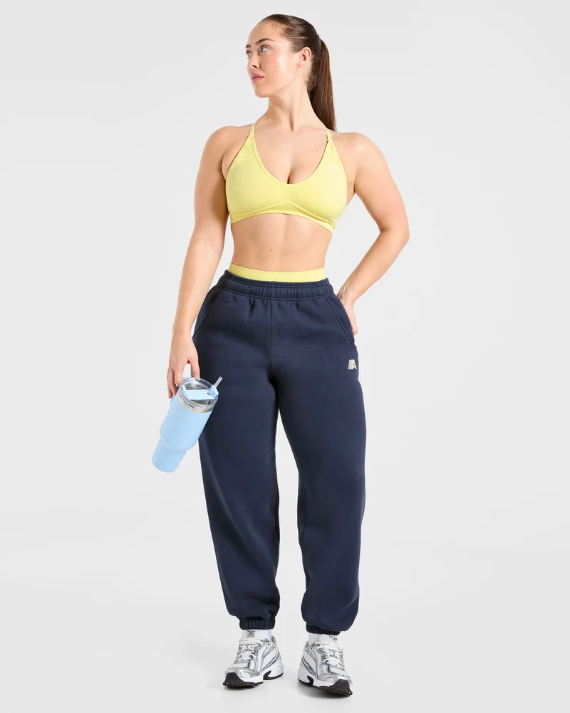 Retro Athletics Oversized Joggers - Navy/Jaune