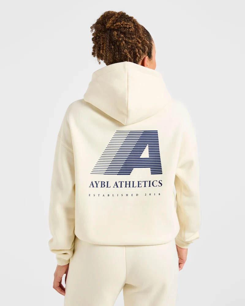 Retro Athletics Oversized Hoodie - Butter Jaune/Navy