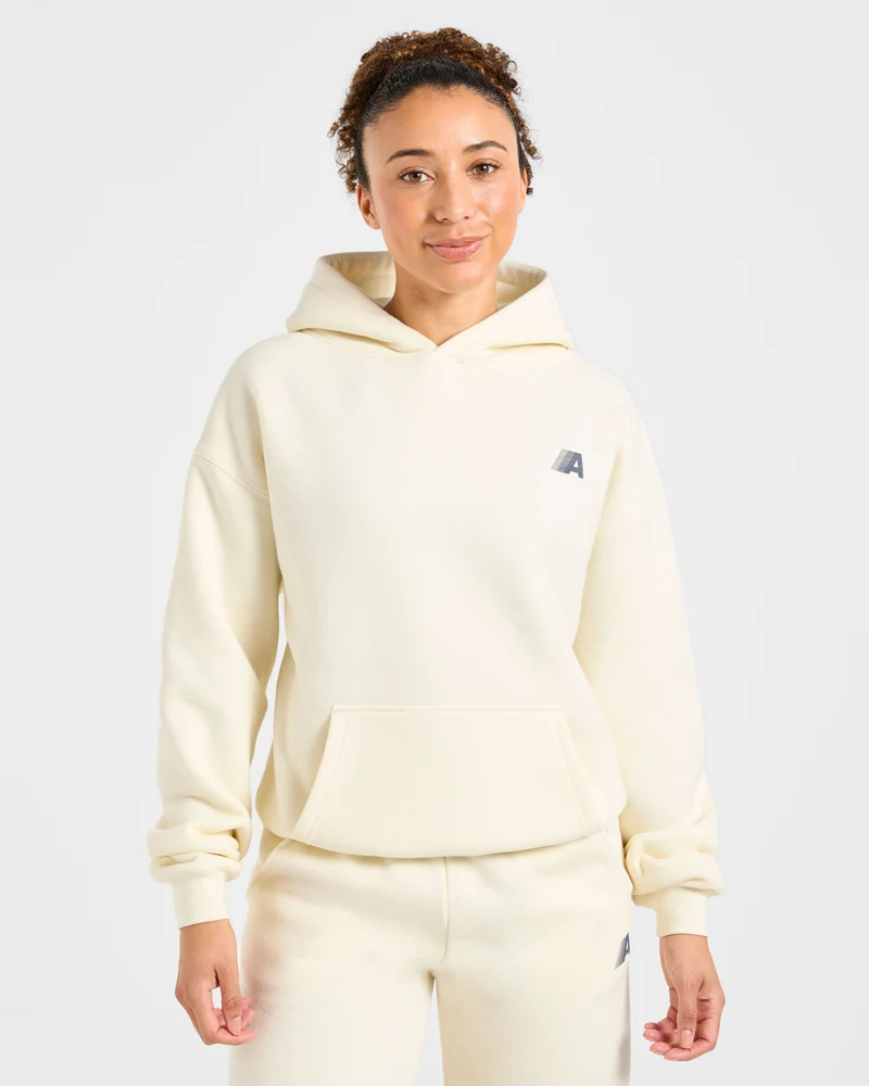 Retro Athletics Oversized Hoodie - Butter Jaune/Navy