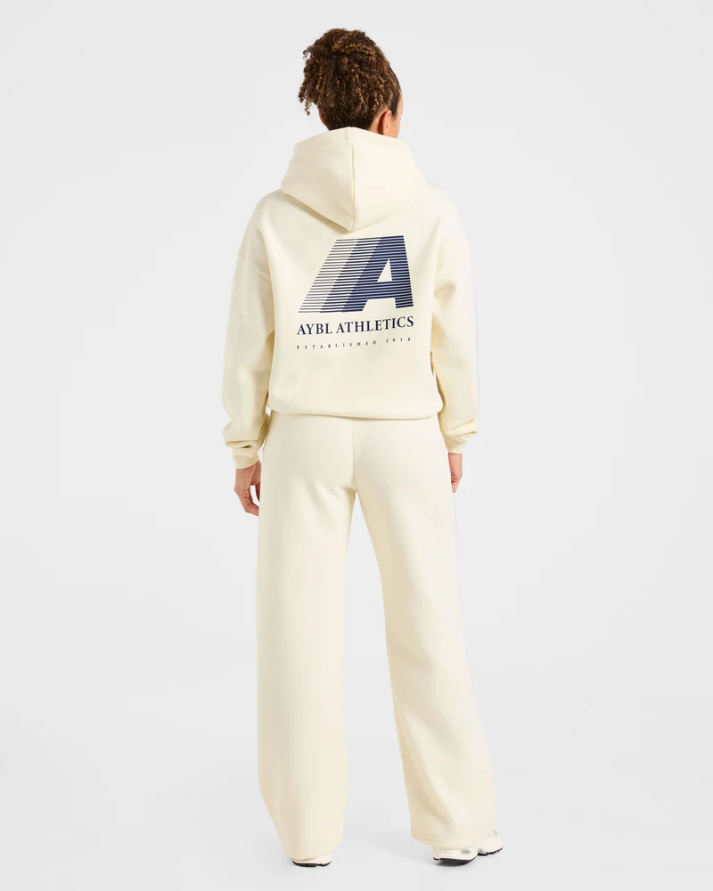 Retro Athletics Oversized Hoodie - Butter Jaune/Navy