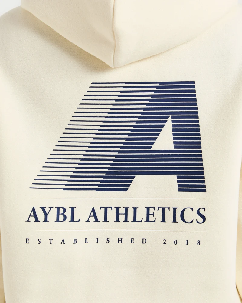 Retro Athletics Oversized Hoodie - Butter Jaune/Navy
