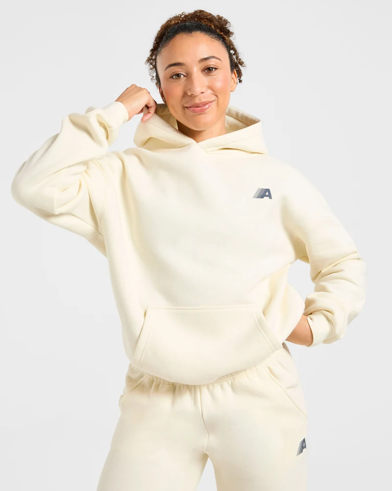 Retro Athletics Oversized Hoodie - Butter Jaune/Navy