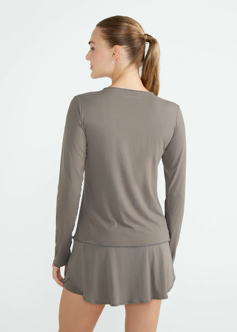 T-shirt Mulher Manga Longa Overlocada
