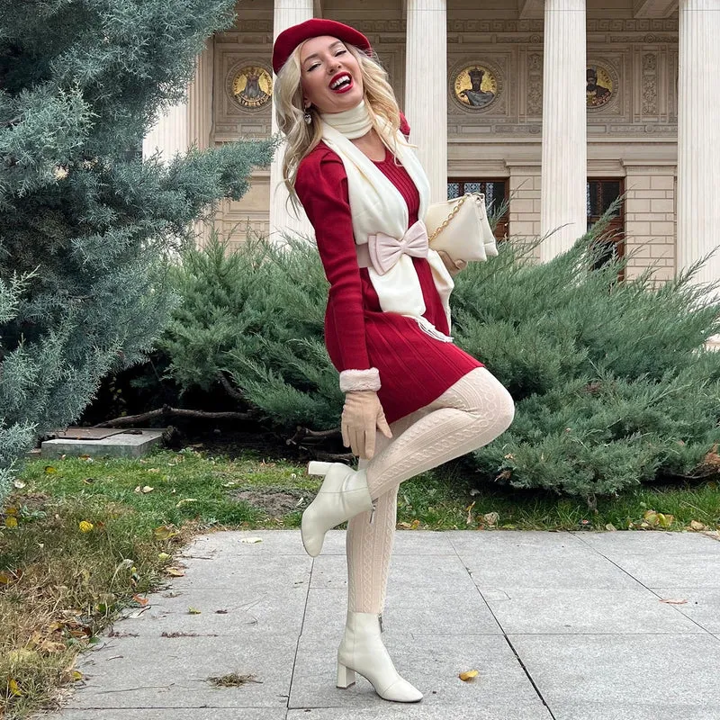 Grannies Cable Knit Wool Tights V2 - Oatmeal
