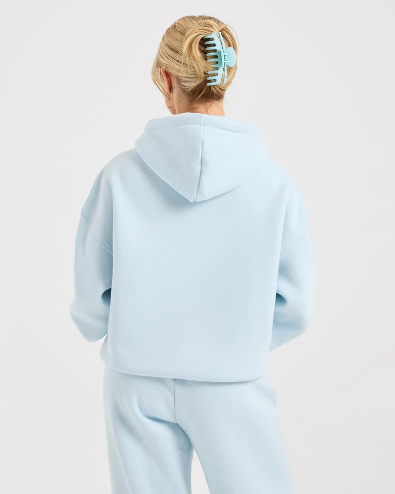 Classic Plush Oversized Hoodie - Pastel Bleu