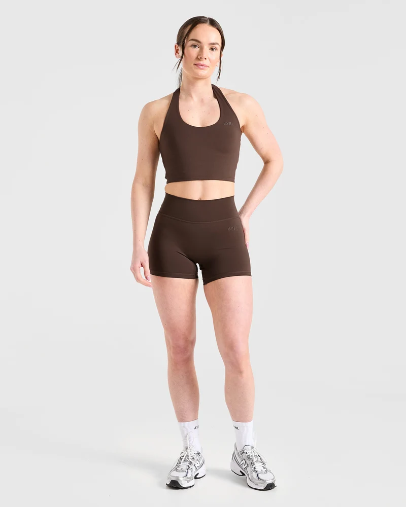 Staple Halterneck Crop Top - Marron