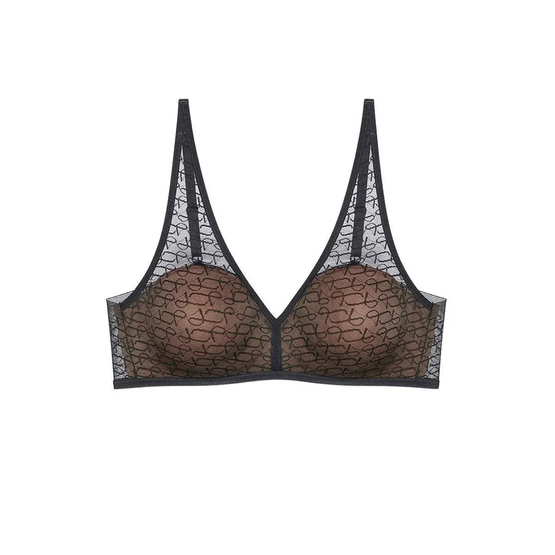 soutien-gorge noir rembourré sans armature dentelle invisible confort V