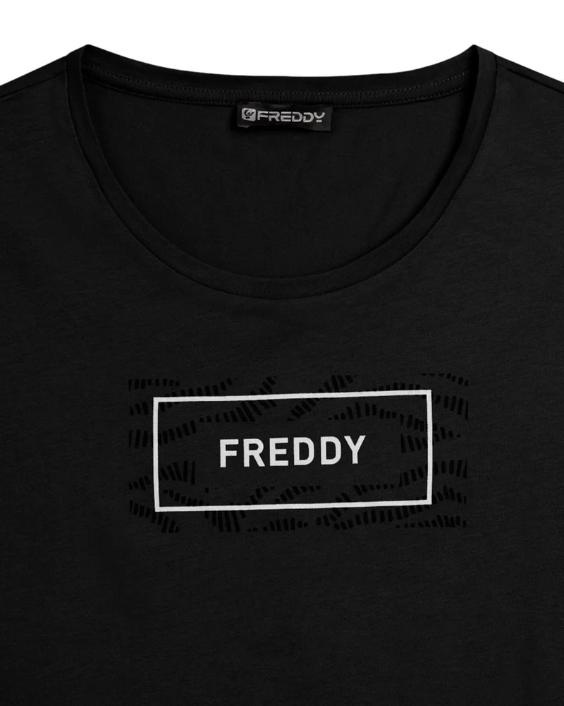 T-Shirt Logo con Grafica Ondulata - Black