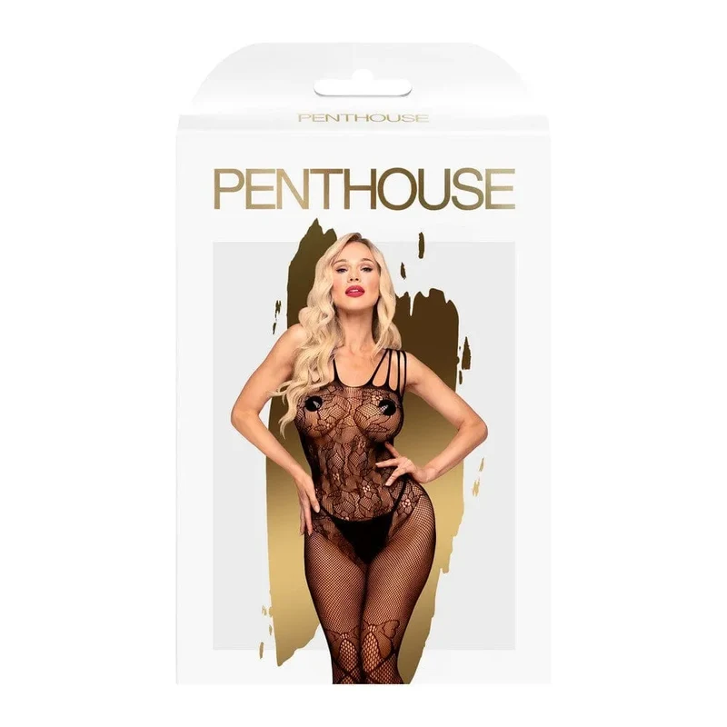 combinaison résille noire sexy ouvert entrejambe trois bretelles sensuelle féminine luxueuse emballage durable finition dorée carte exclusive