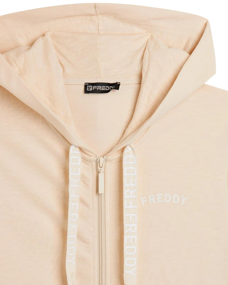 Felpa Flamed con Cappuccio e Zip - Whitecup Gray