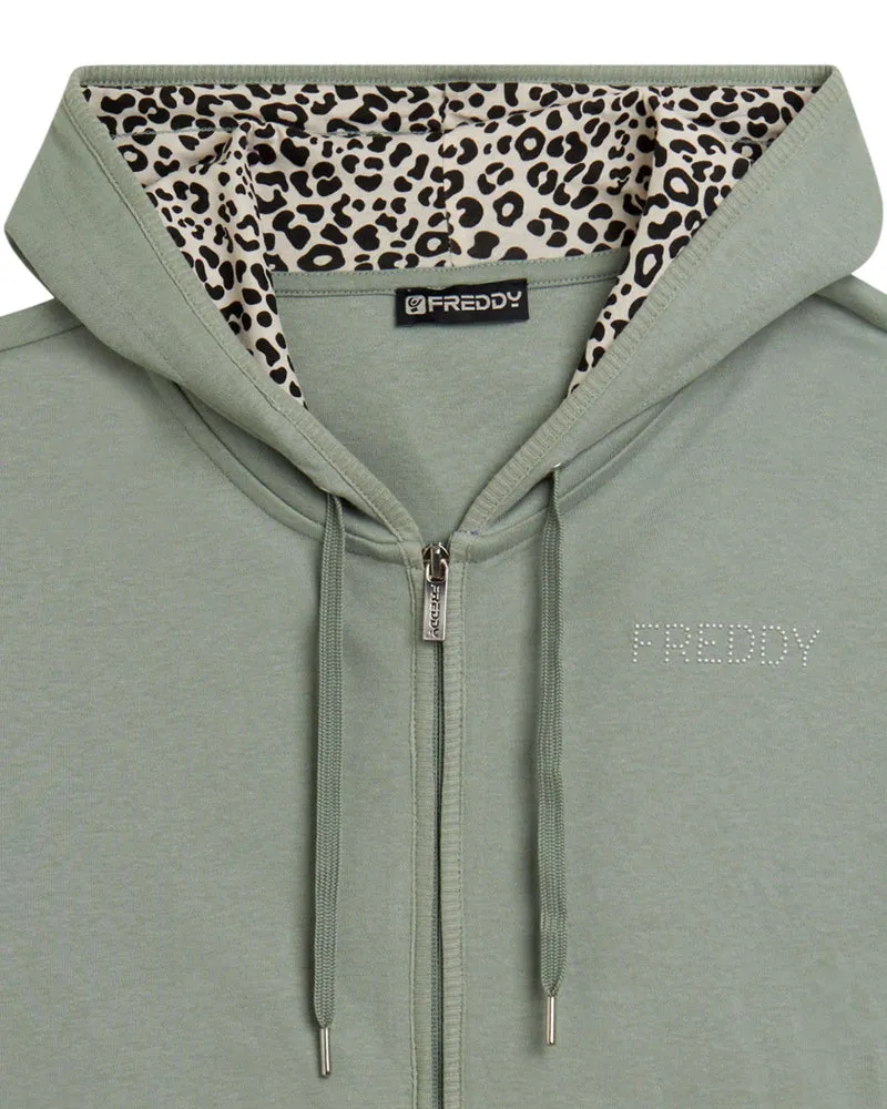 Tracksuit Fz con Zip e Cappuccio Animalier - Iceberg Green-Black