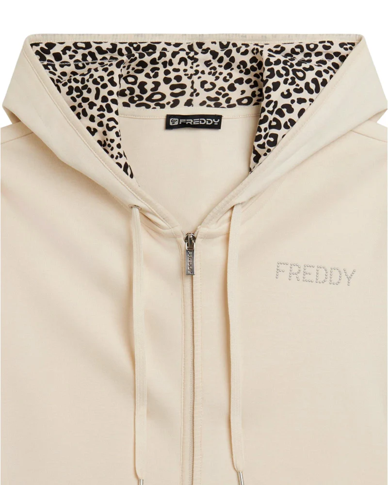 Tracksuit Fz con Zip e Cappuccio Animalier - Whitecap Gray-Black