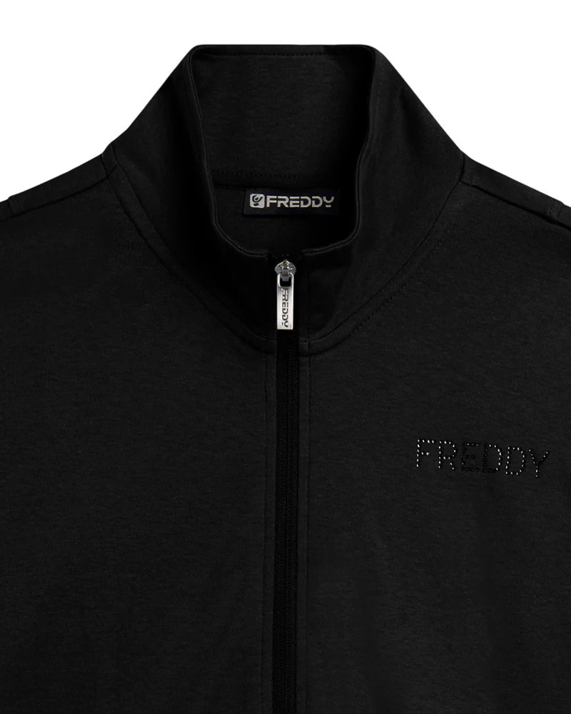 Tracksuit Fz con Zip e Collo Alto - Black