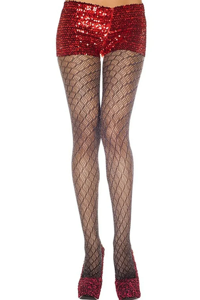 collant nylon fantaisie noir motifs géométriques extensible confortable maintien élégant bureau soirée glamour jambes sublimées