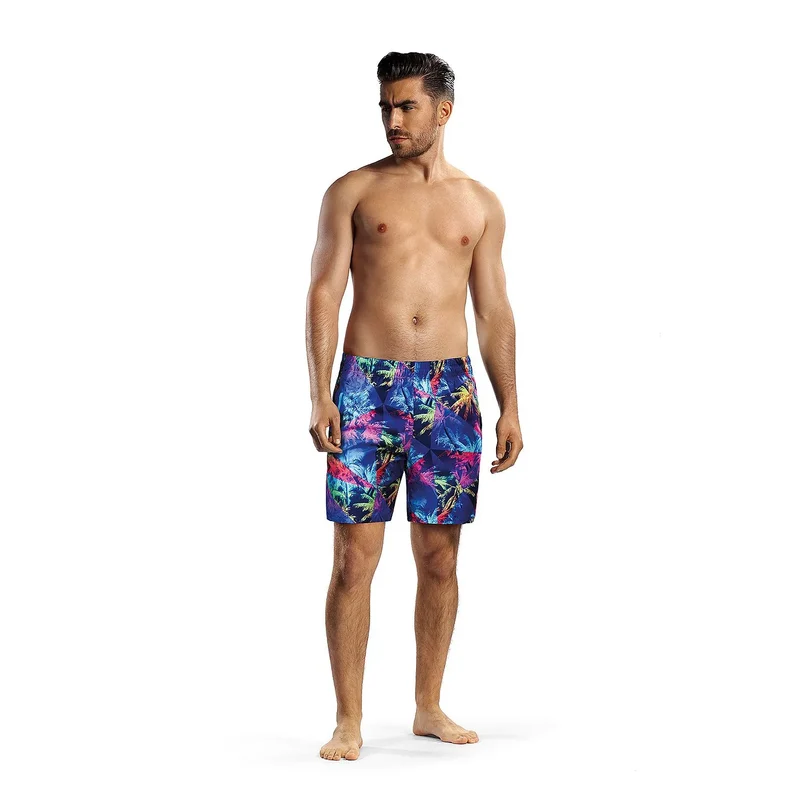 Short de bain homme motif tropical imprimé feuilles colorées polyester 100% taille élastique poches latérales comfort plage piscine été