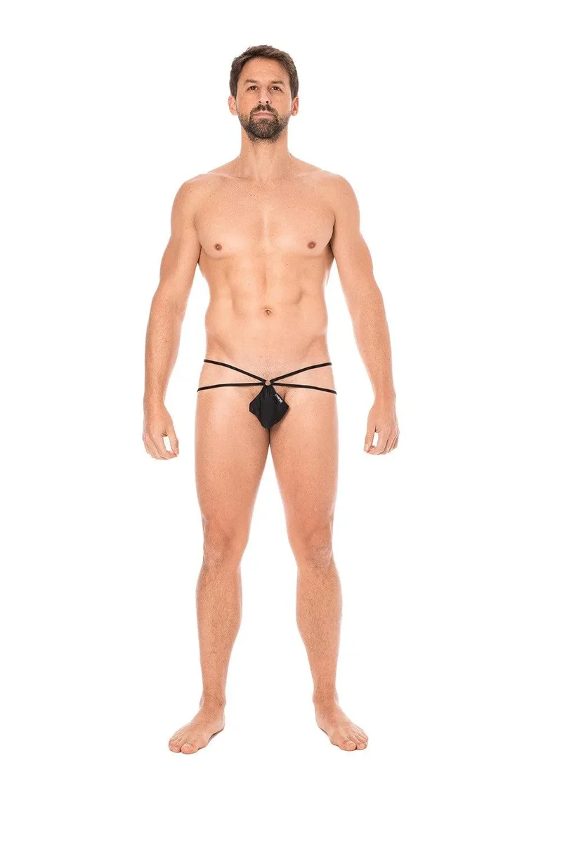 string homme mini noir très échancré poche goutte sensuel confortable extensible polyamide élasthanne microfibre effet ravageur séduction intime