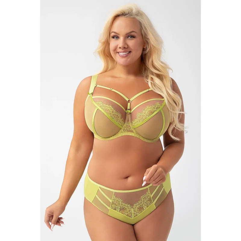 Culottes Gorsenia Lingerie modèle 216219 dentelle floral vert vif lingerie érotique femme confortable taille basse