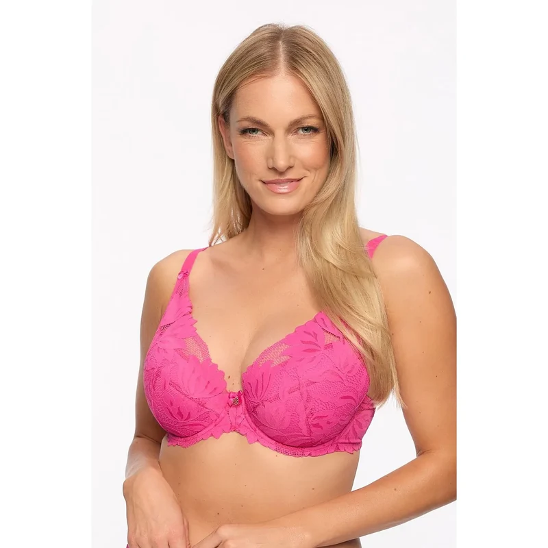 soutiengorge gaia fuchsia dentelle tulle nonextensible rembourré amovible bonnets renforcés constructionPU3 maintien optimal silhouette galbée bretelles ajustables crochets