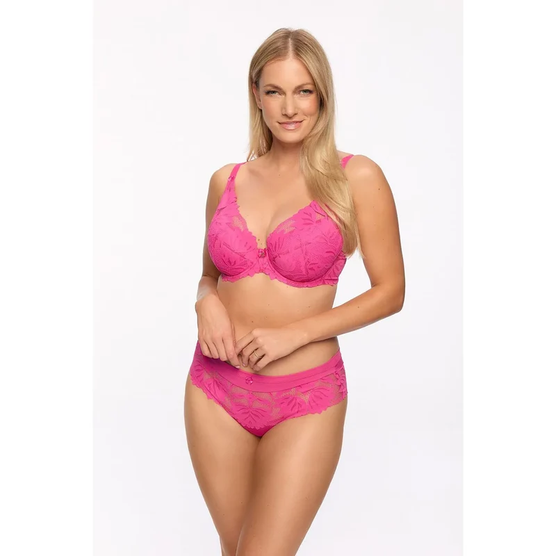 soutiengorge gaia fuchsia dentelle tulle nonextensible rembourré amovible bonnets renforcés constructionPU3 maintien optimal silhouette galbée bretelles ajustables crochets