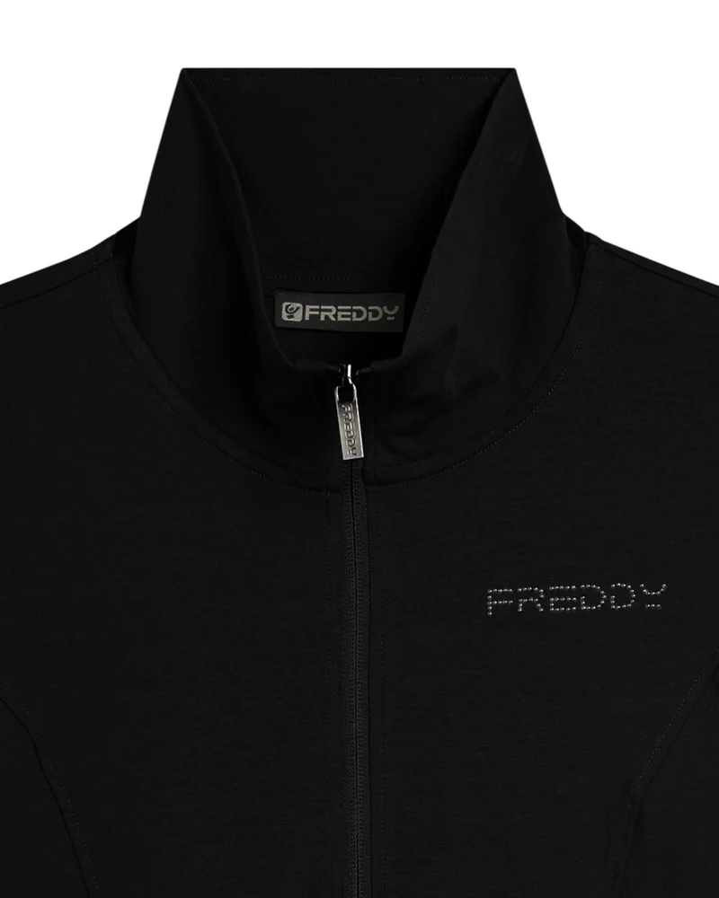 Felpa con Zip e Collo Alto - Black