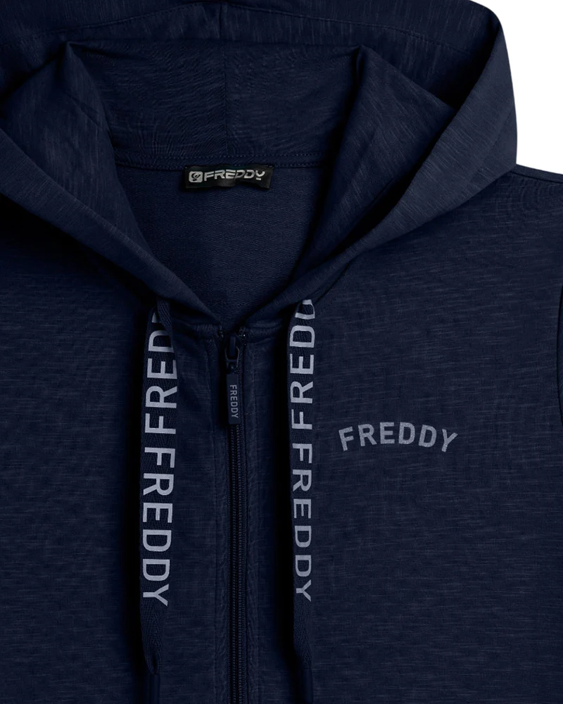 Felpa Flamed con Cappuccio e Zip - Dark Sapphire