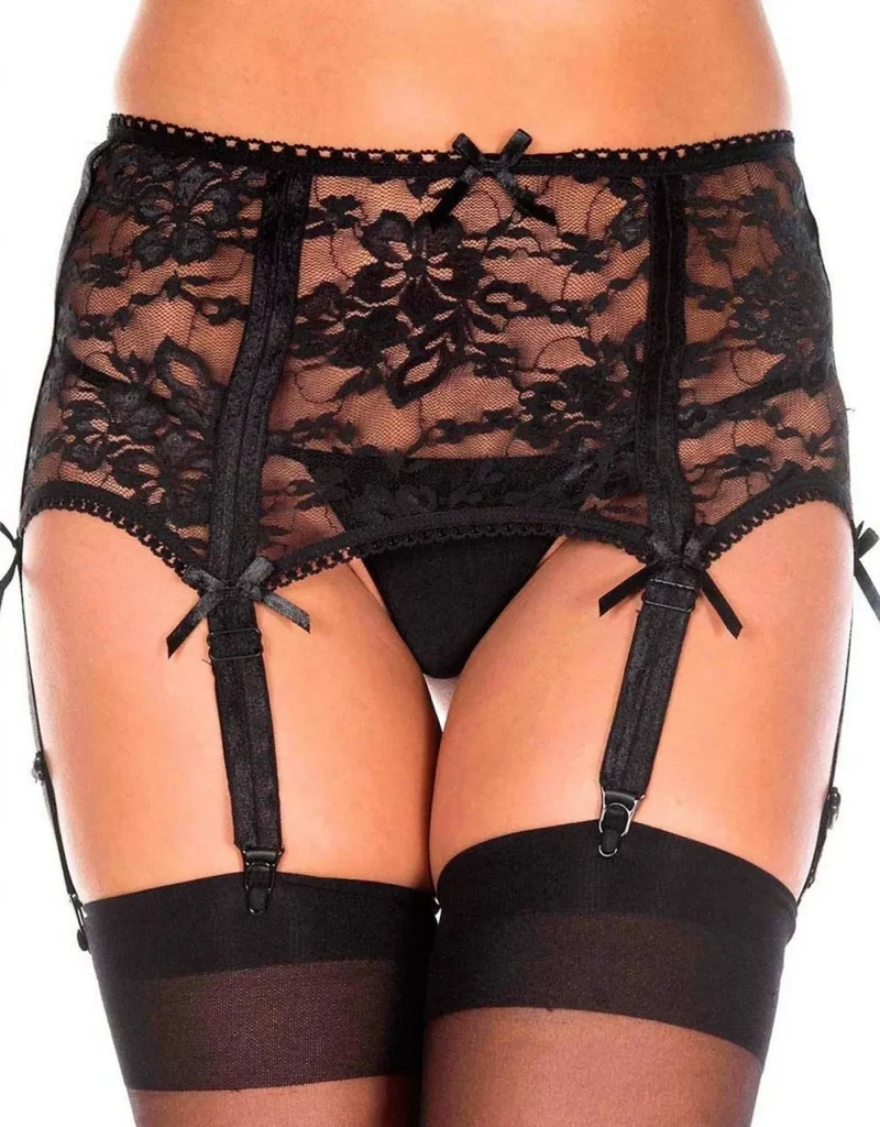 porte jarretelles dentelle florale noire sexy réglable maintien sculptant taille élégance féminine délicate confortable extensible polyester élasthanne soir