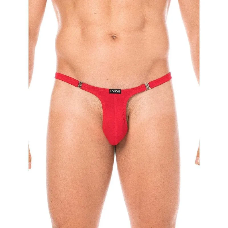 slip sexy homme string rouge crochets détachables côtés coton élasthanne confortable ajustable échancré striptease séduisant audacieux intime