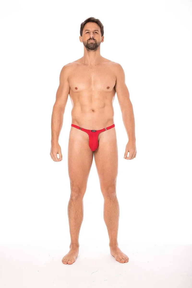 slip sexy homme string rouge crochets détachables côtés coton élasthanne confortable ajustable échancré striptease séduisant audacieux intime