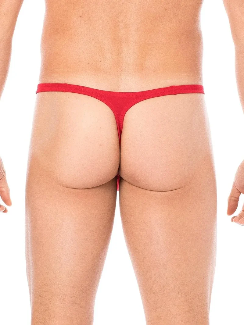 slip sexy homme string rouge crochets détachables côtés coton élasthanne confortable ajustable échancré striptease séduisant audacieux intime