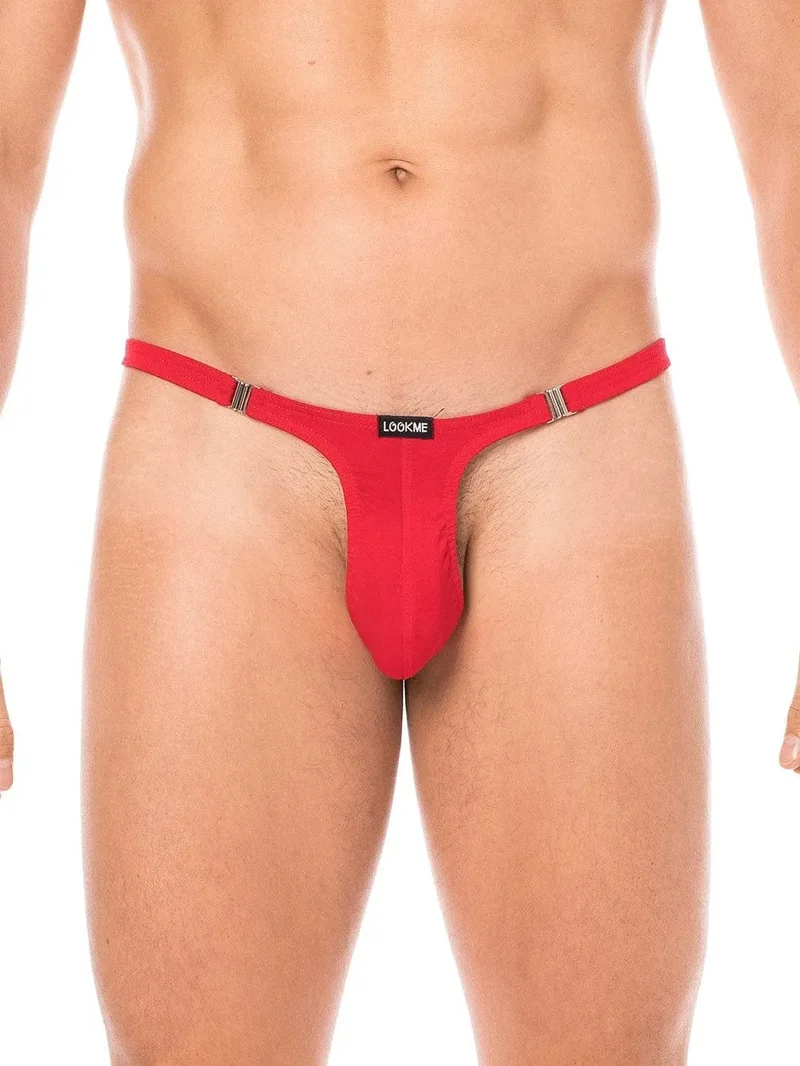 slip sexy homme string rouge crochets détachables côtés coton élasthanne confortable ajustable échancré striptease séduisant audacieux intime