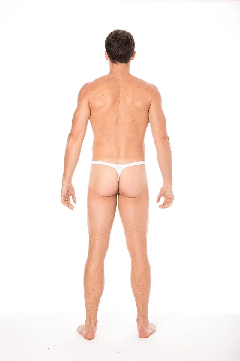 slip string sexy homme blanc crochets détachables côtés coton élasthanne confortable extensible moulant séduction performance scène danse sensualité lingerie masculine