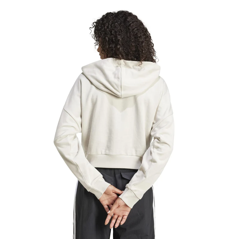 Felpa con cappuccio Essentials 3-Stripes French Terry Quarter-Zip - Beige / White