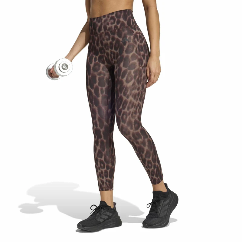 Leggings Optime Essentials Workout Leopard 7/8 - Earth Strata / Black