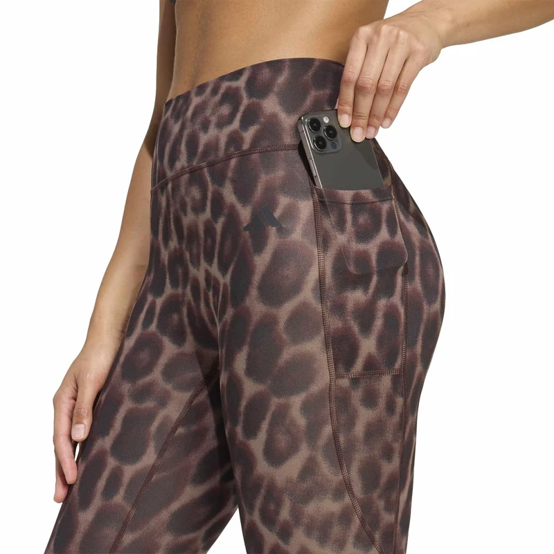 Leggings Optime Essentials Workout Leopard 7/8 - Earth Strata / Black