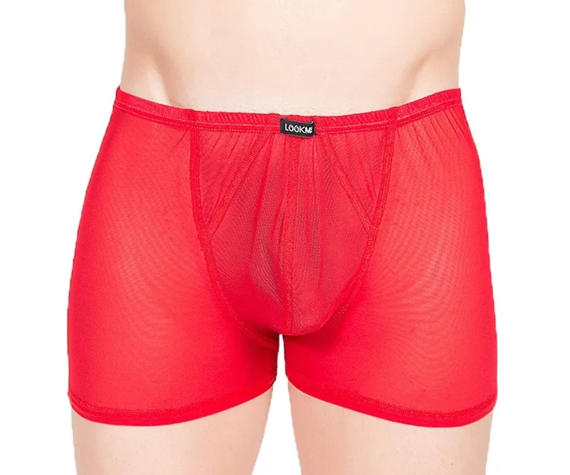 caleçon homme transparent fine résille rouge sexy confortable sensuel moderne polyamide élasthanne durable respirant léger maintien ajustable