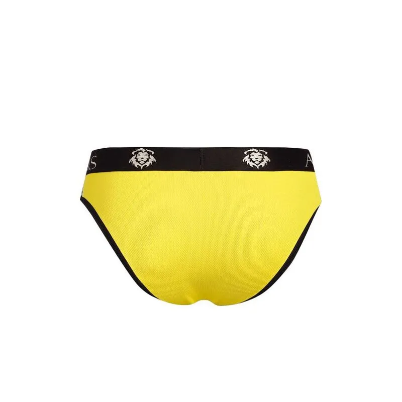 slip homme sexy jaune modal polyamide elasthanne douceur élasticité durable bande large maintien tailles S M L XL fabrication européenne