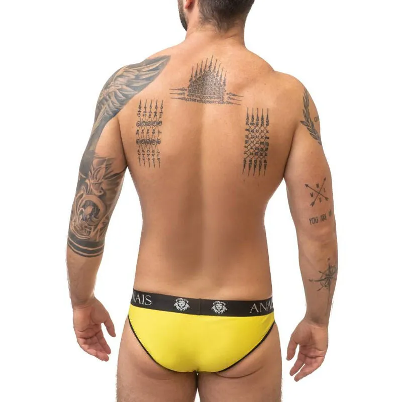 slip homme sexy jaune modal polyamide elasthanne douceur élasticité durable bande large maintien tailles S M L XL fabrication européenne