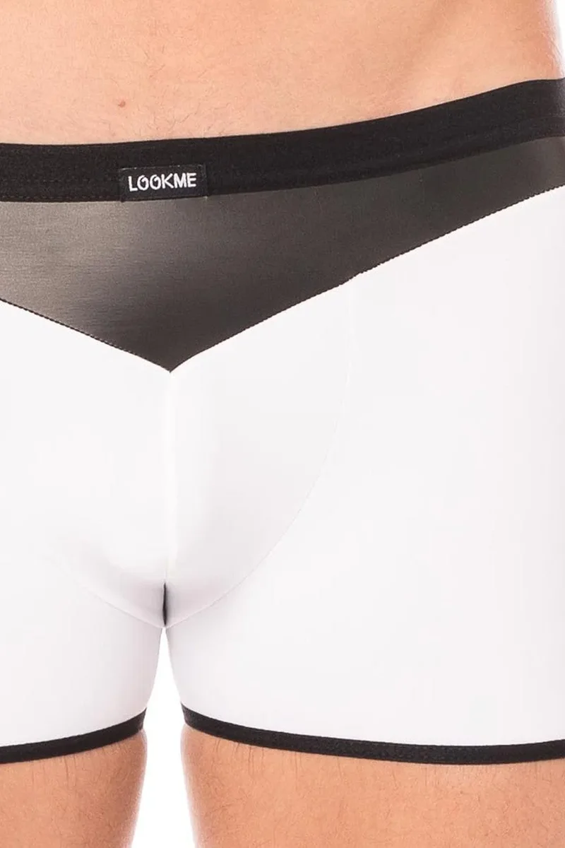 caleçon moulant boxer blanc confortable audacieux design tissu doux opaque similicuir pointe élasthanne polyester ajusté collection exclusive