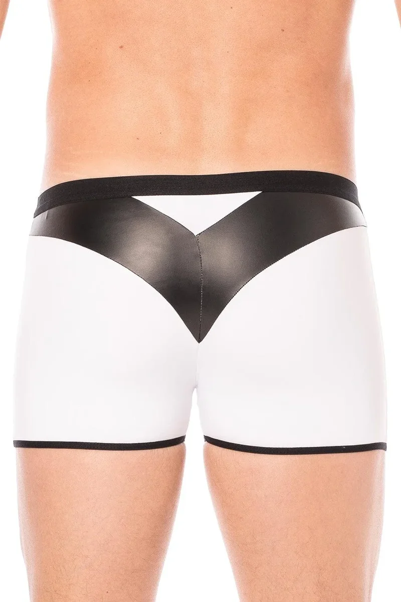 caleçon moulant boxer blanc confortable audacieux design tissu doux opaque similicuir pointe élasthanne polyester ajusté collection exclusive