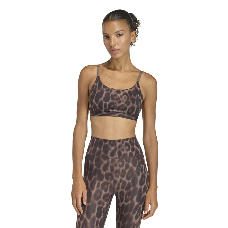 Reggiseno sportivo Optime Essentials Workout Leopard Supporto Leggero - Earth Strata / Black