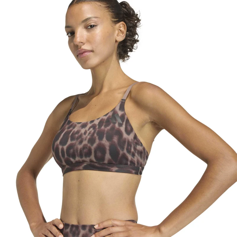 Reggiseno sportivo Optime Essentials Workout Leopard Supporto Leggero - Earth Strata / Black