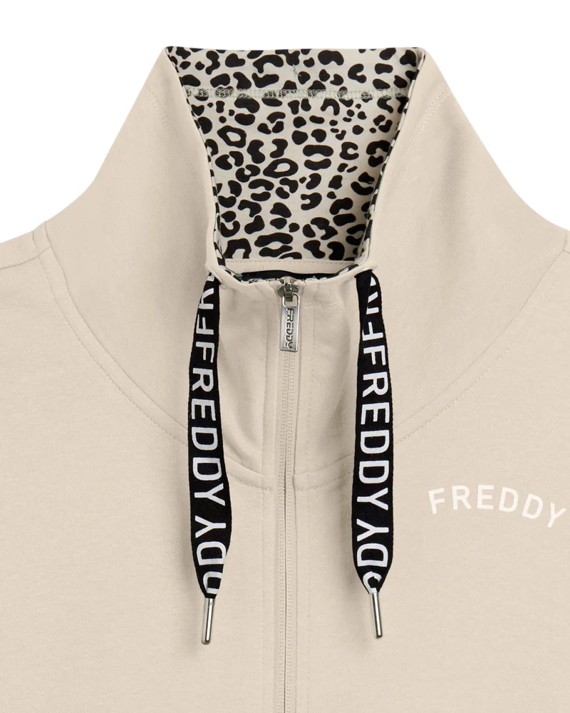 Tuta con Zip e Collo Alto con Interno Animalier - Whitecap Gray / Black