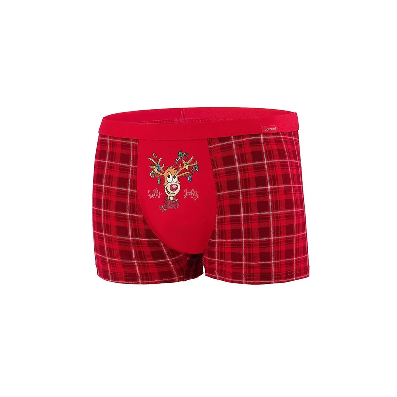Boxer pour homme thème festif Holly Jolly renne coton élastique confortable ajusté Noël cadeau intime