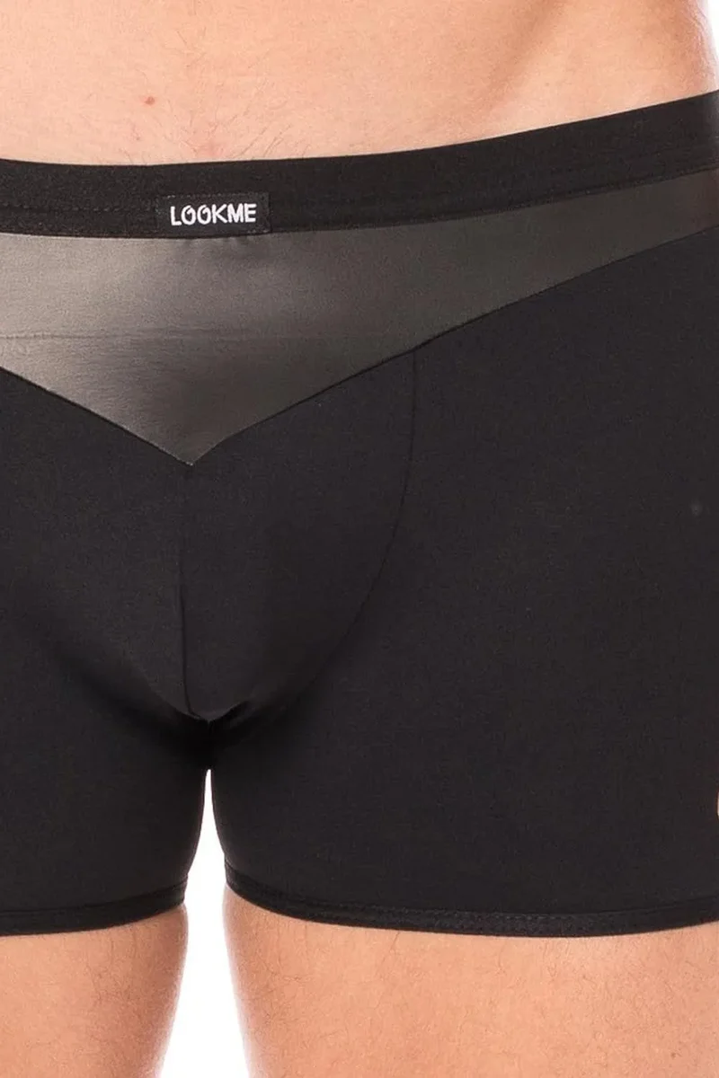 Caleçon boxer sexy homme simili cuir pointe bande opaque tissu doux extensible confortable audacieux esthétique moderne moulant